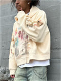 Men's Street Jesus Print Long Sleeve Zip Up Hoodie