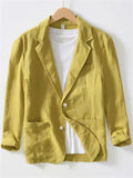 Men's Solid Color Suit Collar Pockets Single Breasted Long Sleeve Coat