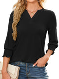 Women's Casual Print 3/4 Sleeve V Neck Shirts