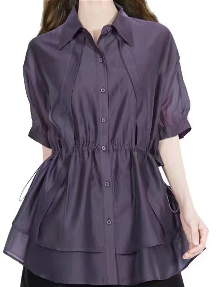 Women's Trendy Purple Single Breasted Lapel Blouses