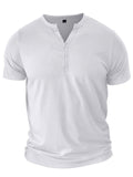 Summer Men's Short Sleeve Button Henry T-shirts