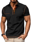 Male's Summer Simple Breathable Contrast Trim Short Sleeve Shirts