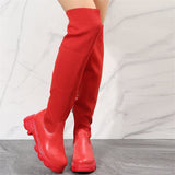 Lady Unique Round Toe Knitted Socks Over-the-knee Boots