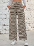 Women's Casual Stripe Drawstring Flared Pants