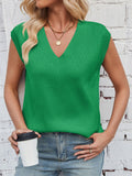 Women's Solid Color V Neck Sleeveless Vest Sweater