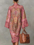 ‌Women's Elegant Ethnic Style Long Sleeve Paisley Print High Neck Dress‌