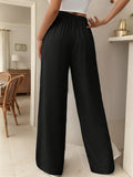 Women's Summer Solid Color Wide Leg Drape Drawstring Pants