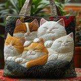 Quilted Cute Cartoon Cats Print Tote Bag for Women