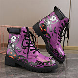 Halloween Element Printed Women's Lace-up Round Toe Martin Boots