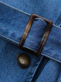 Women's Fashion Double Breasted Denim Trench Coat with Belt