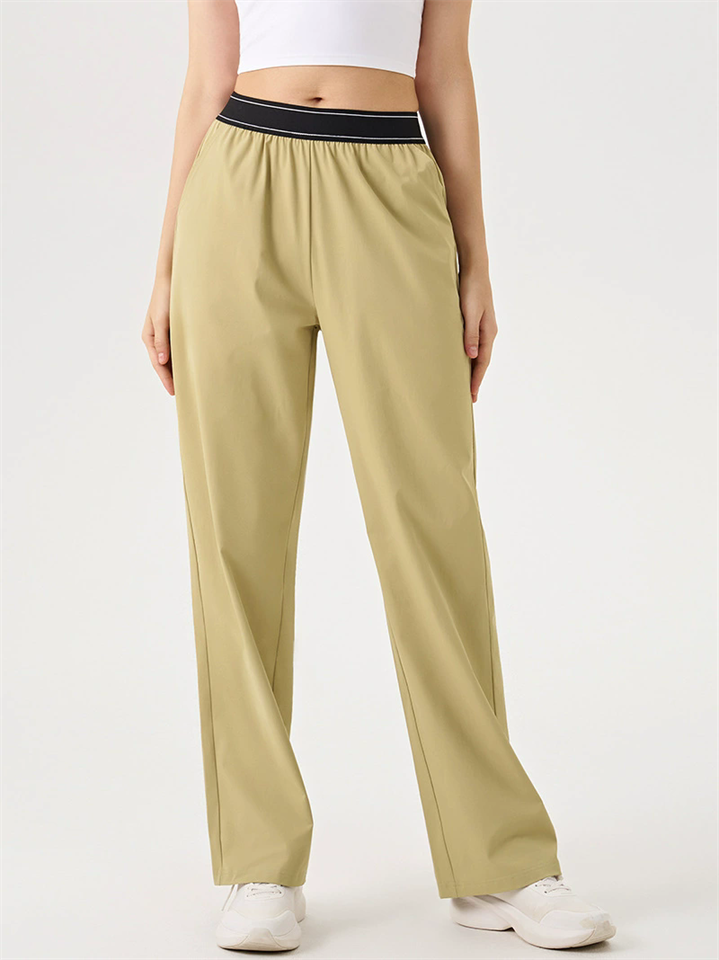 Women's Contrast Waistband Quick Dry Casual Loose Fit Pants