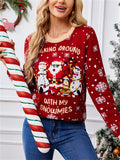 Women's Autumn Red Snowflake Jacquard Pullover Christmas Sweaters