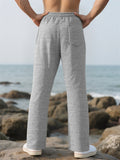 Men's Autumn Loose Pit Stripe Drawstring Straight Wide Leg Pants