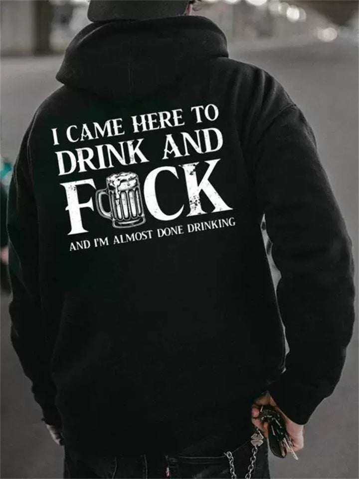 Men's Cool Letter Print Bold Bar Lights Hoodie