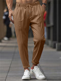 Men's Casual Solid Color Elastic Waist Slim Fit Trousers
