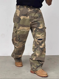 Men's Loose Streetwear‌ Camouflage Ripped Cargo Denim Pants