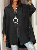Chic Oversized Lapel Button Up Cozy Cotton Shirt for Women