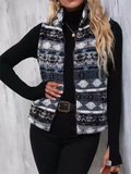Women's Autumn Ethnic Style Printed Zip Up Cardigan Vest Jackets
