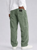 Mens Wide Wale Corduroy Relaxed Fit Utility Cargo Pants