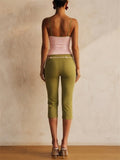 Women Y2K Pink Cami Top and Avocado Green Capri 2 Piece Set