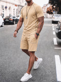 Men's Contrast Color Round Neck Quick-dry Top and Pants Set