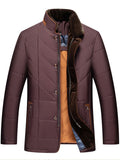 Men's Warm Quilted Coat with Faux Fur Collar for Cold Weather