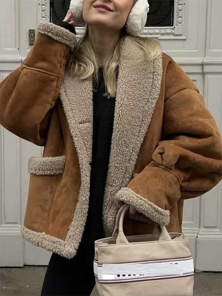 Women's Winter  Lapel Single Breasted Fleece-lined Coat