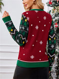 Women's Autumn Christmas Elements Jacquard Round Neck Pullover Sweaters