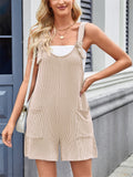 Women's Summer Casual Solid Color Pockets Strap Short Jumpsuits