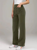 ‌Women's Casual High Waist Wide Leg Front Buttons Pants‌