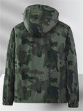 Men's Casual Camouflage Pockets Long Sleeve Hooded Jacket Coats