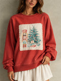 Women Christmas Nutcracker Oversized Graphic Pullover Sweatshirt
