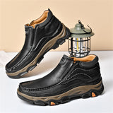 Men's Faux Leather Seam Slip-on Outdoor Casual High-Top Boots