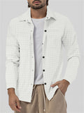 Men's Casual Checked Lapel Button Up Slim Fit Shirt