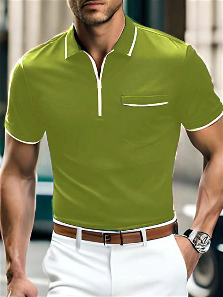Men's Sports Fashion Quarter-Zip Polo Shirt for Summer