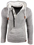 Men's Autumn Contrast Color Pockets Long Sleeve Hooded Sweaters
