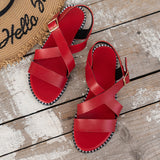 Female Buckle Crossover Strap Low Heel Flat Sandals