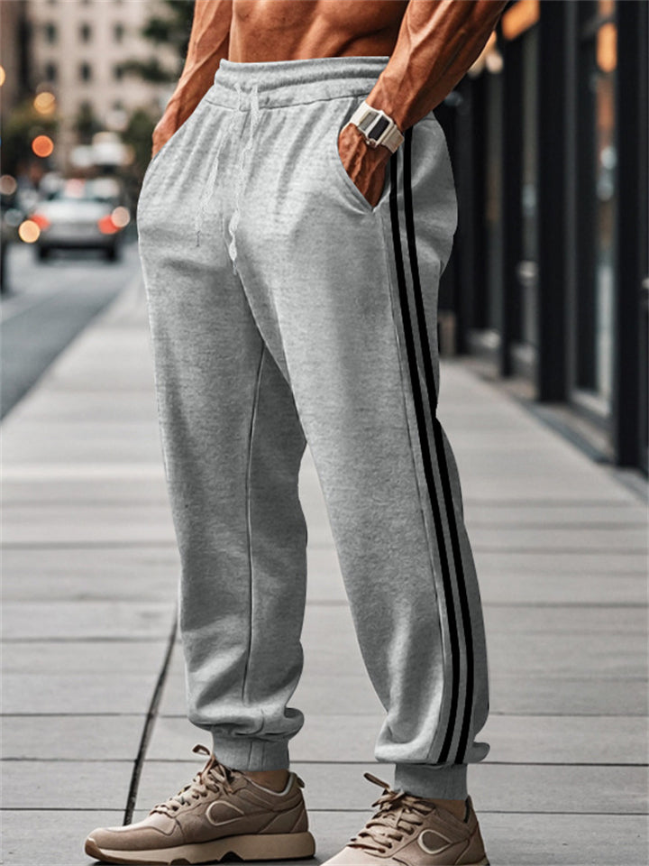 Men's Casual Drawstring Side Stripe Jogger Pants