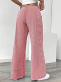 Women's Casual Street Striped Drawstring Wide Leg Pants