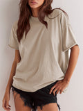 Women's Summer Casual Solid Color Round Neck Short Sleeve T-Shirt