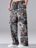 Men's Plus Size Loose Fit Elalstic Waist Forest Camo Cargo Pants