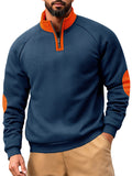 Men's Autumn Contrast Color Half Zipper Stand Collar Pullover Sweatshirts