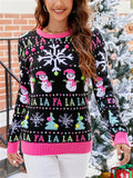 Women's Casual Christmas Elements Jacquard Contrast Color Pullover Sweaters