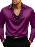 Men's Long Sleeved Cowl Collar Sexy Satin Shirts