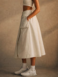 Womens Utility Cargo Midi Skort High Waist Hiking Skirt