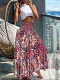 Abstract Print High Waist Holiday Ethnic Skirt for Women
