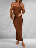 Ladies Party Classy Side Slit Ribbed Tube Dress