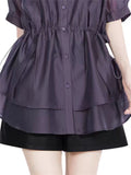 Women's Trendy Purple Single Breasted Lapel Blouses