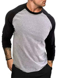 Men's Contrast Color Long Sleeve Raglan T-Shirt Casual Top