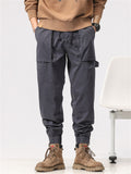 Male Thin Relaxed Fit Ankle-tied Cargo Pants